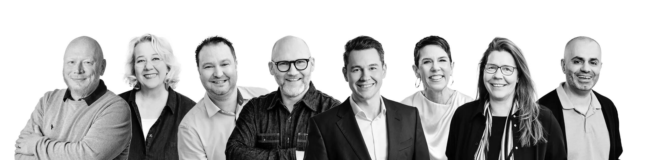 Black-and-white portraits of 8 people from the CCS sales team