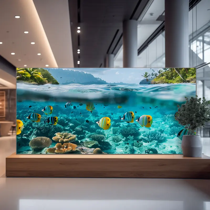 CCS_fabric_frame_produkt_LED_frame_04a Light box with textile print in a foyer