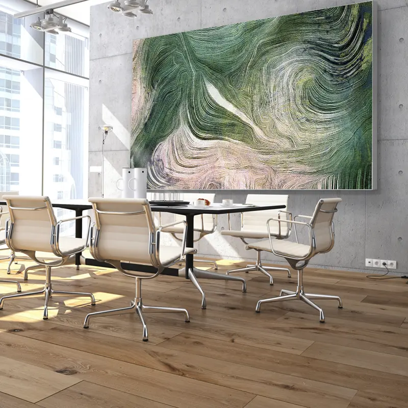 Akustik Wandbild in einem Meetingraum mit grafischem Textildruck