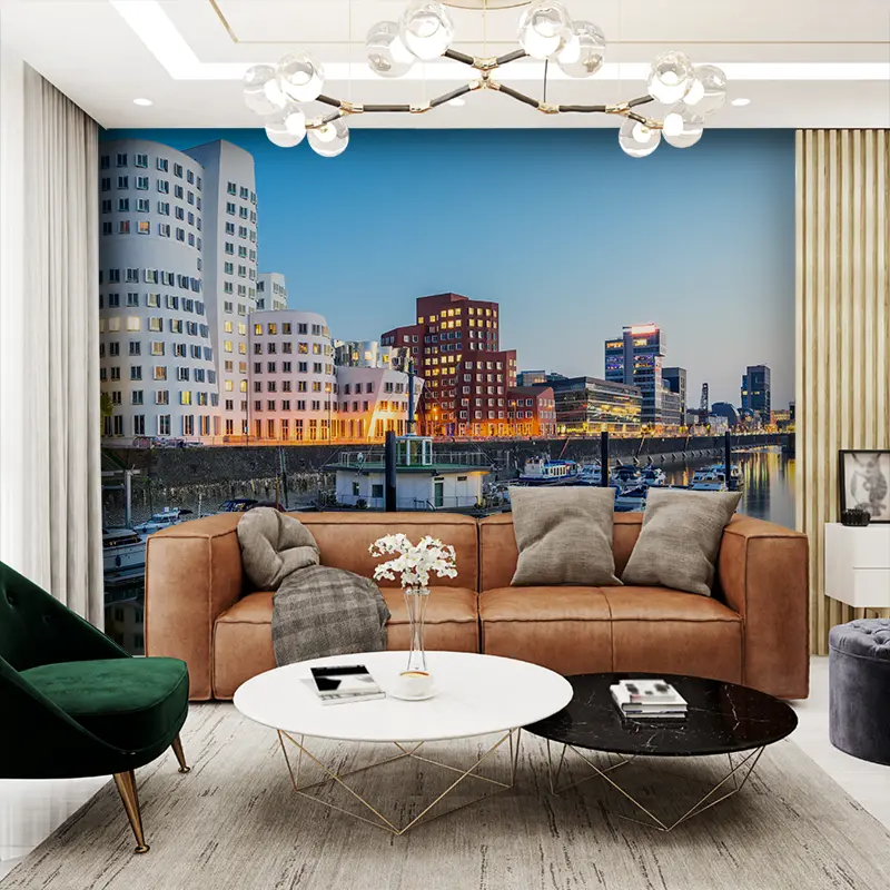 Vollflächige Wandbespannung in einem Wohnbereich