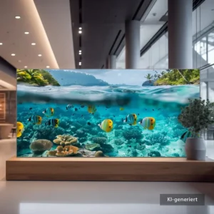 Leuchtkasten mit Textildruck in einem Foyer