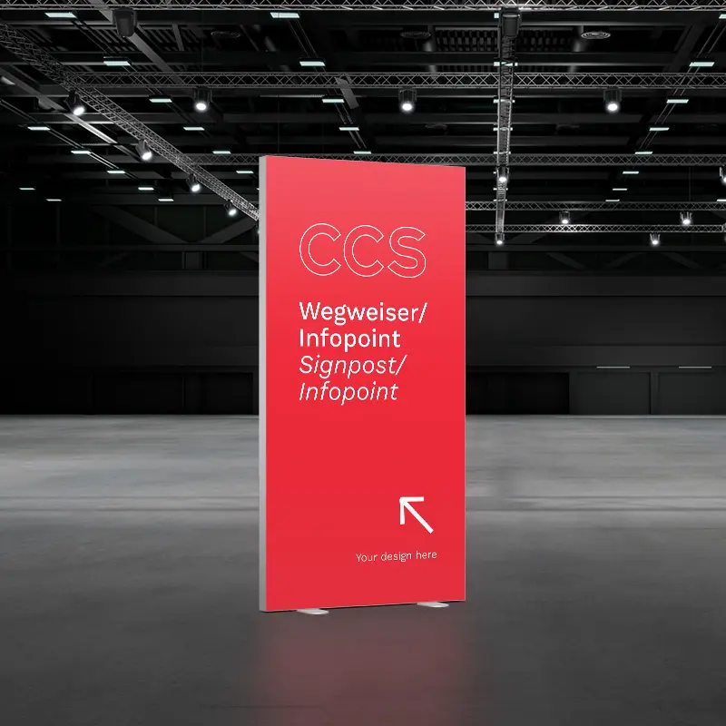 CCS Textilspannrahmen als Infopoint, Wegweiser oder Wegeleitsystem