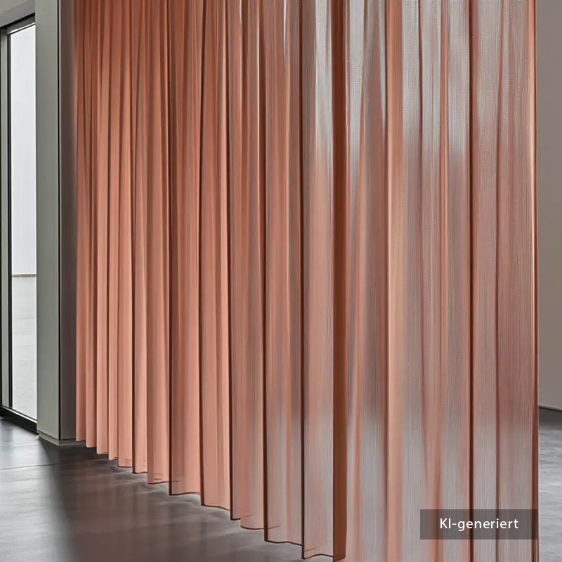 Individuell bedruckter transparenter Vorhang als Raumtrenner