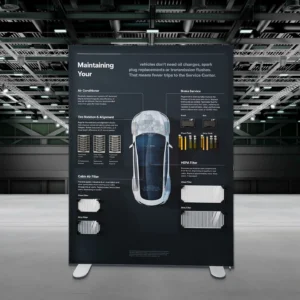 Magnetischer Textilspannrahmen mit angepinnten Exponaten
