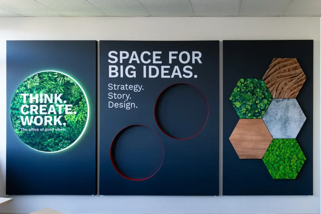 CCS Textilspannrahmen Sonderbauten im Marketingbüro